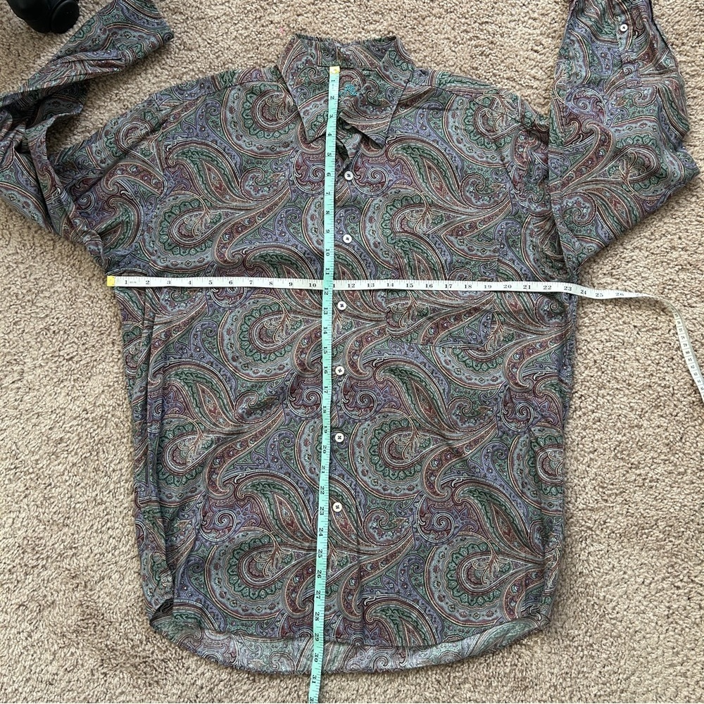 Alan Flusser Paisley Patterned Button Down Cotton Shirt Size Large - Picture 5 of 6